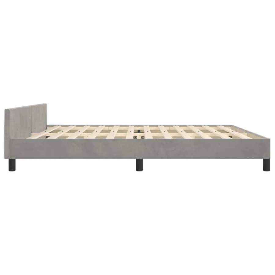 Cadre de lit sans matelas gris clair 200x200 cm velours - 7