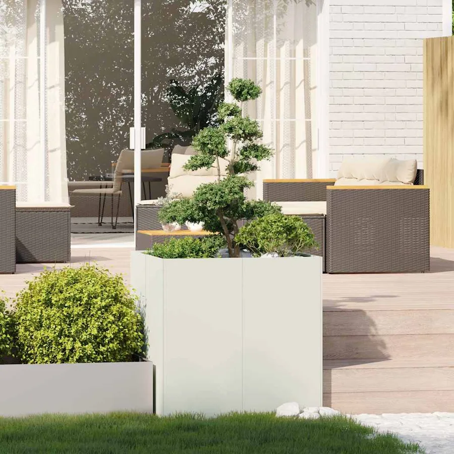 Jardinière blanc 80x80x80 cm acier - 3