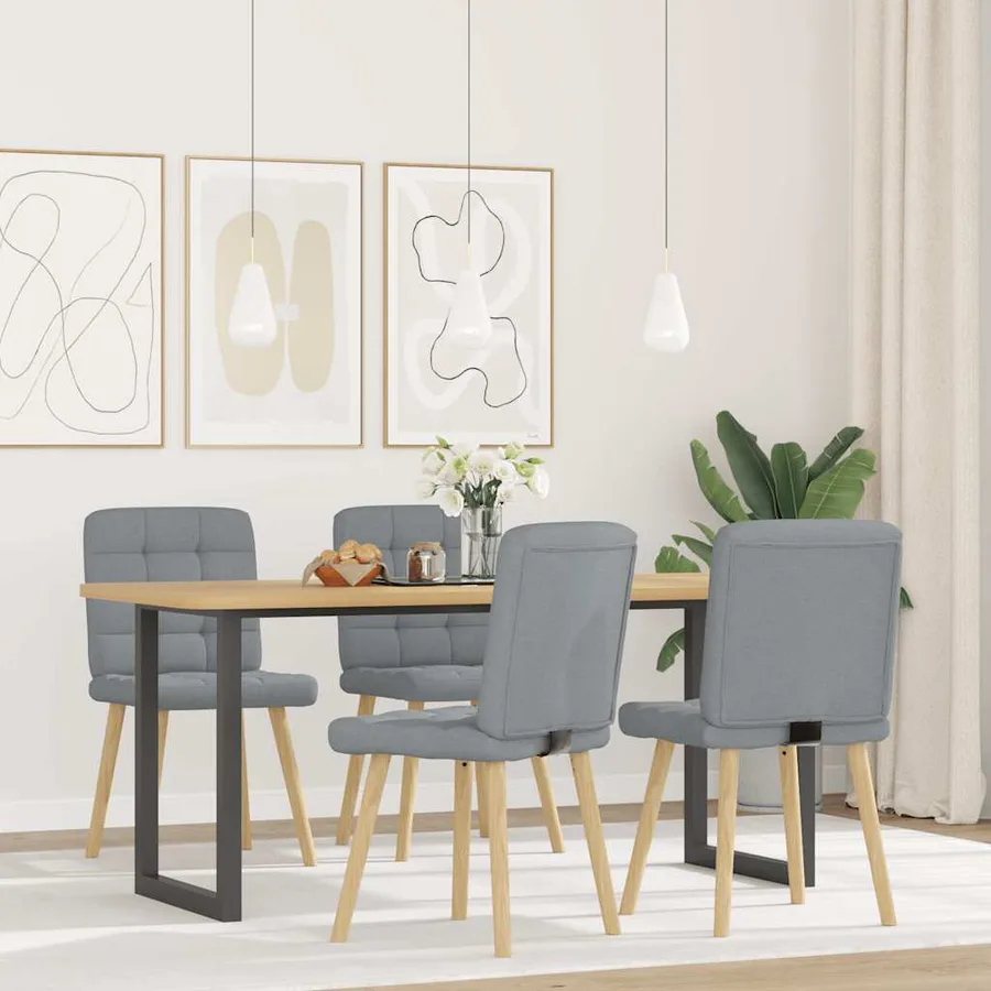 Chaises à manger lot de 4 gris clair tissu - 2
