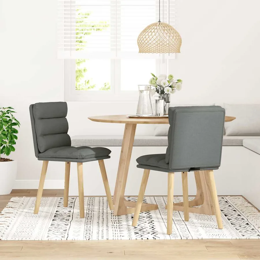 Chaises à manger lot de 2 gris foncé tissu - 2