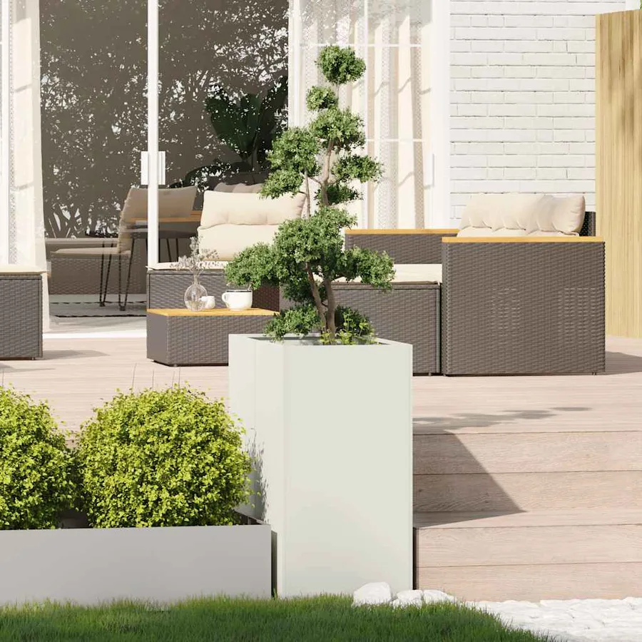 Jardinière blanc 40x80x80 cm acier - 3