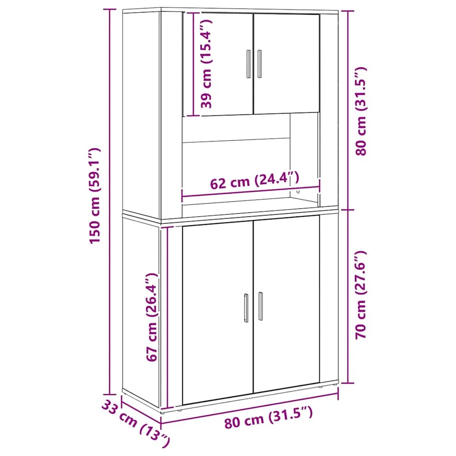 Haut Armoire Chêne artisanal 80 x 33 x 150 cm Bois d'ingénierie - 14