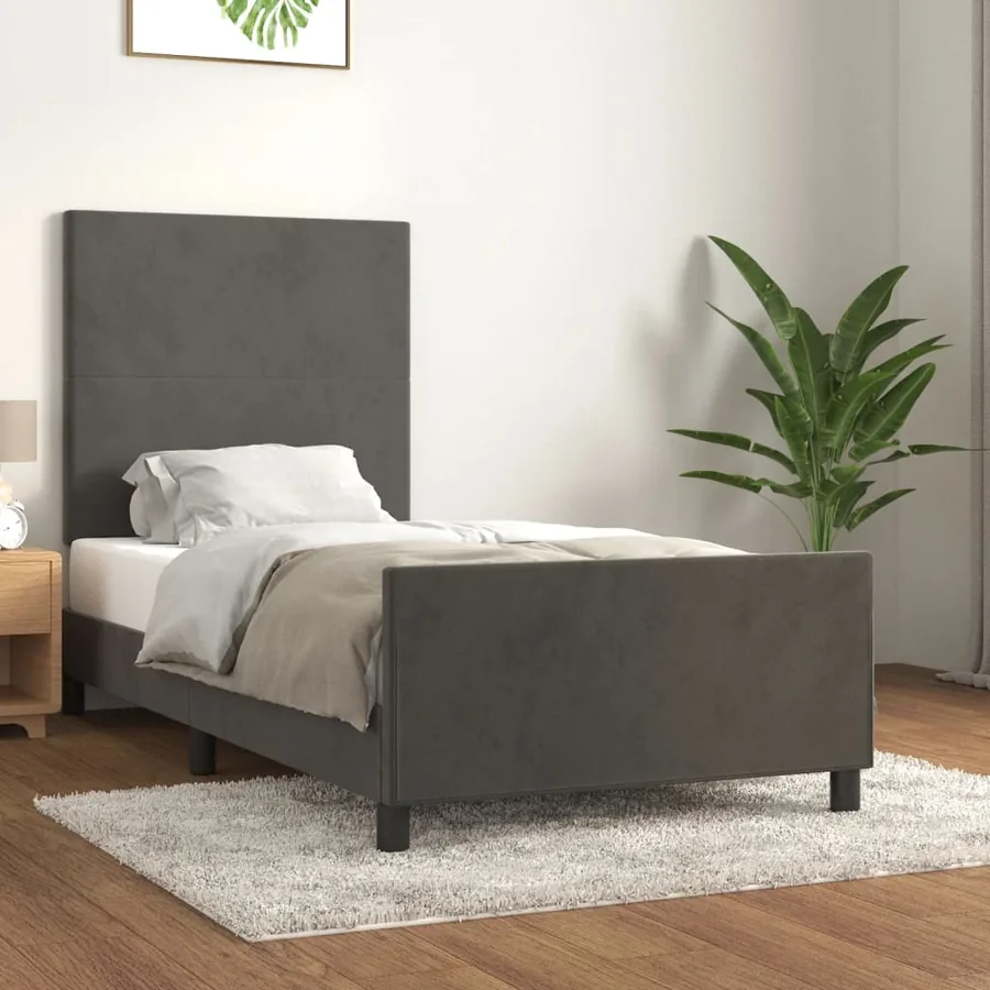 Cadre de lit sans matelas gris foncé 80x200 cm velours