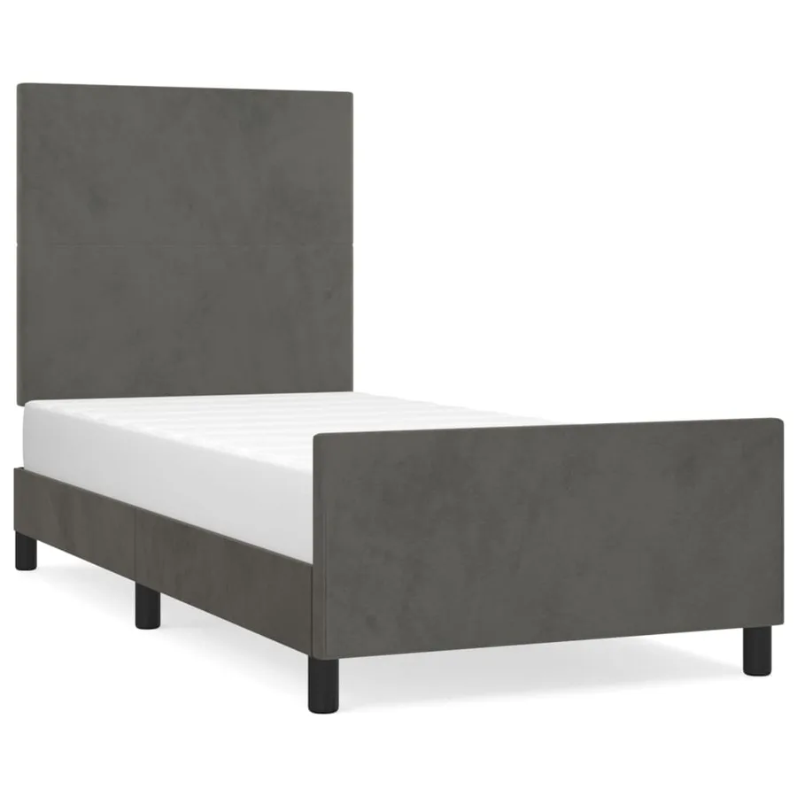 Cadre de lit sans matelas gris foncé 80x200 cm velours - 2