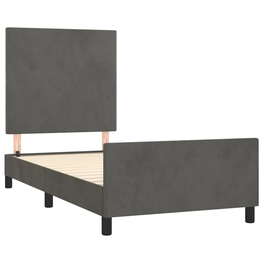 Cadre de lit sans matelas gris foncé 80x200 cm velours - 4