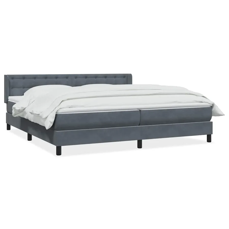 Sommier à lattes de lit et matelas gris foncé 200x220cm velours - 2