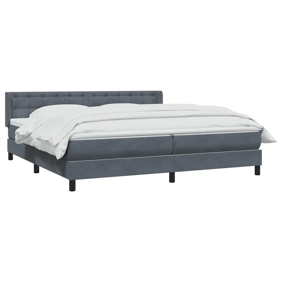 Sommier à lattes de lit et matelas gris foncé 200x220cm velours - 3