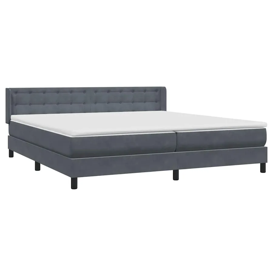 Sommier à lattes de lit et matelas gris foncé 200x220cm velours - 4