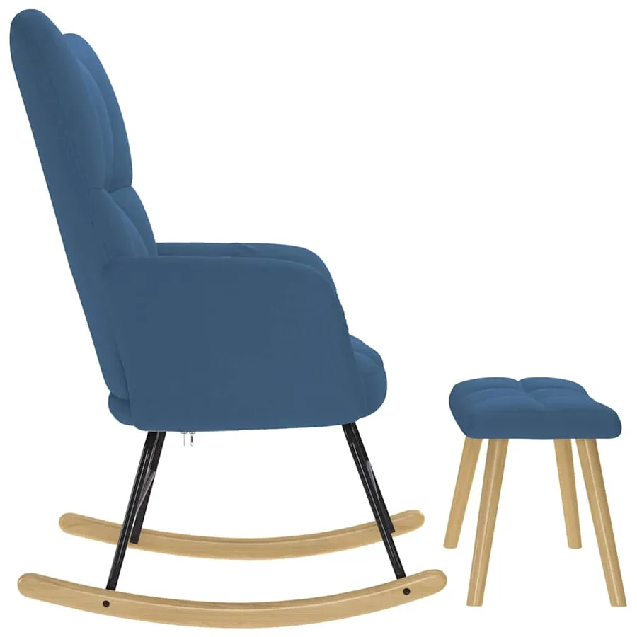 Chaise à bascule avec repose-pied Bleu Tissu - 6