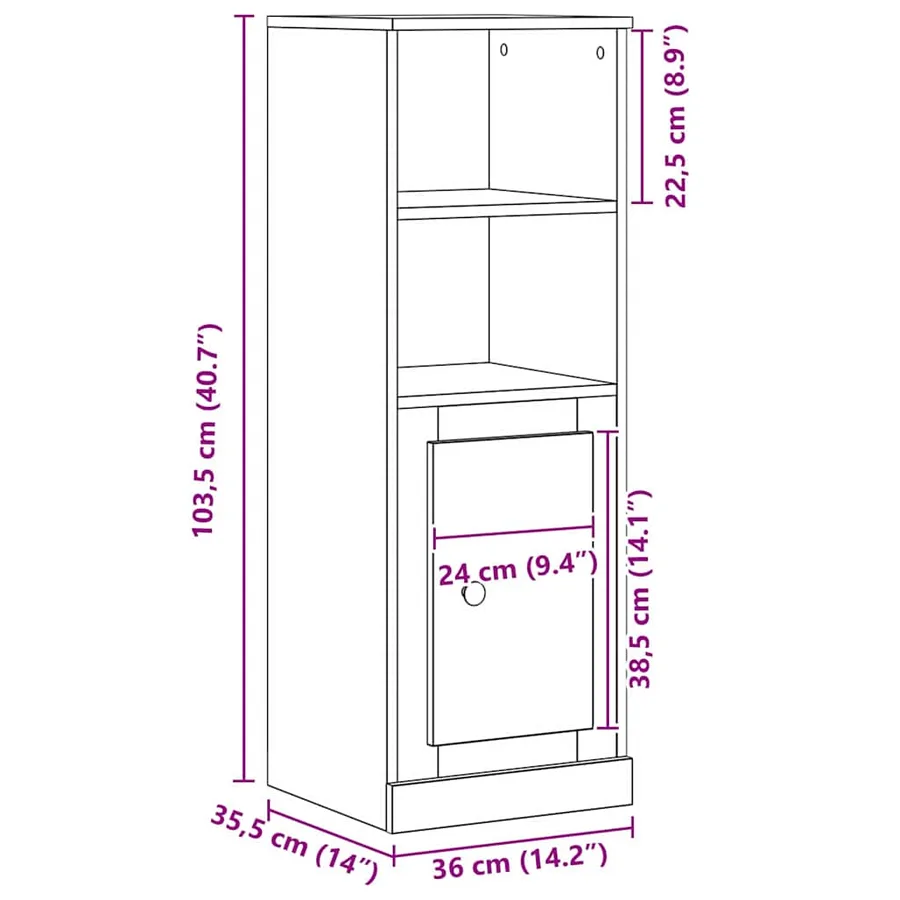 Highboard Chêne noir 36 x 35,5 x 103,5 cm Bois d'ingénierie - 12