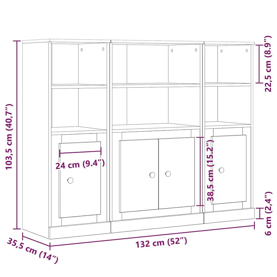 Haut Armoire Chêne noir 132 x 35,5 x 103,5 cm Bois d'ingénierie - 14