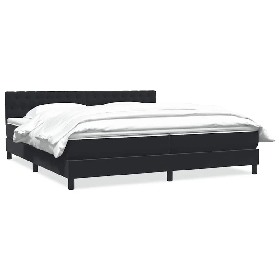 Sommier à lattes de lit avec matelas noir 200x220 cm velours - 2