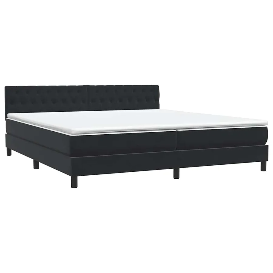 Sommier à lattes de lit avec matelas noir 200x220 cm velours - 4