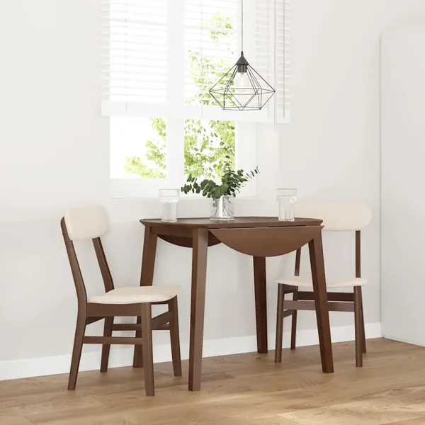 Chaises à manger coussins 2 pcs marron bois massif caoutchouc