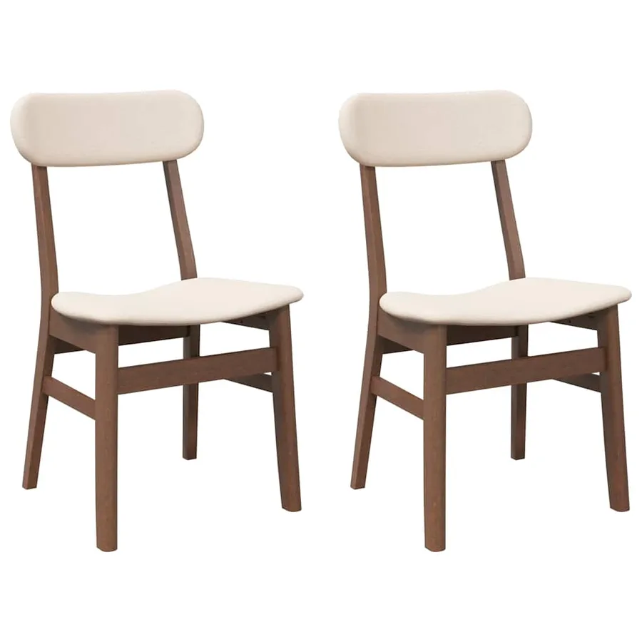 Chaises à manger coussins 2 pcs marron bois massif caoutchouc - 2