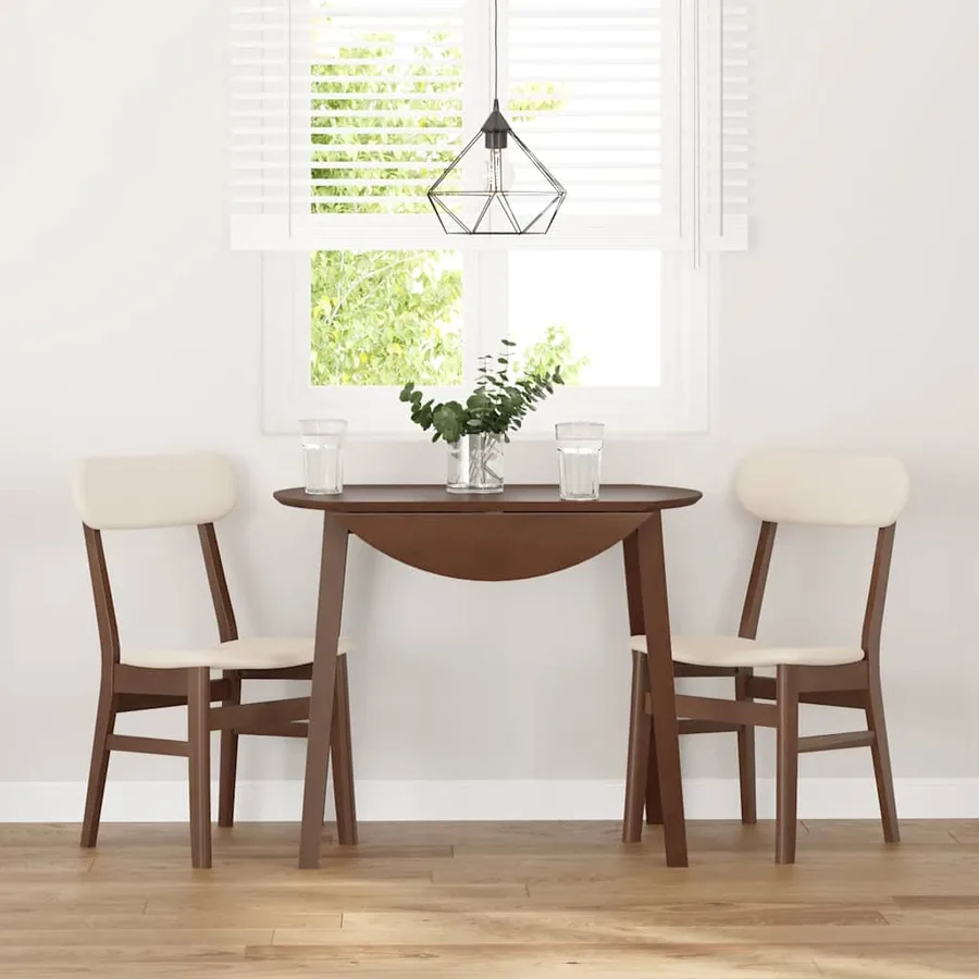 Chaises à manger coussins 2 pcs marron bois massif caoutchouc - 3
