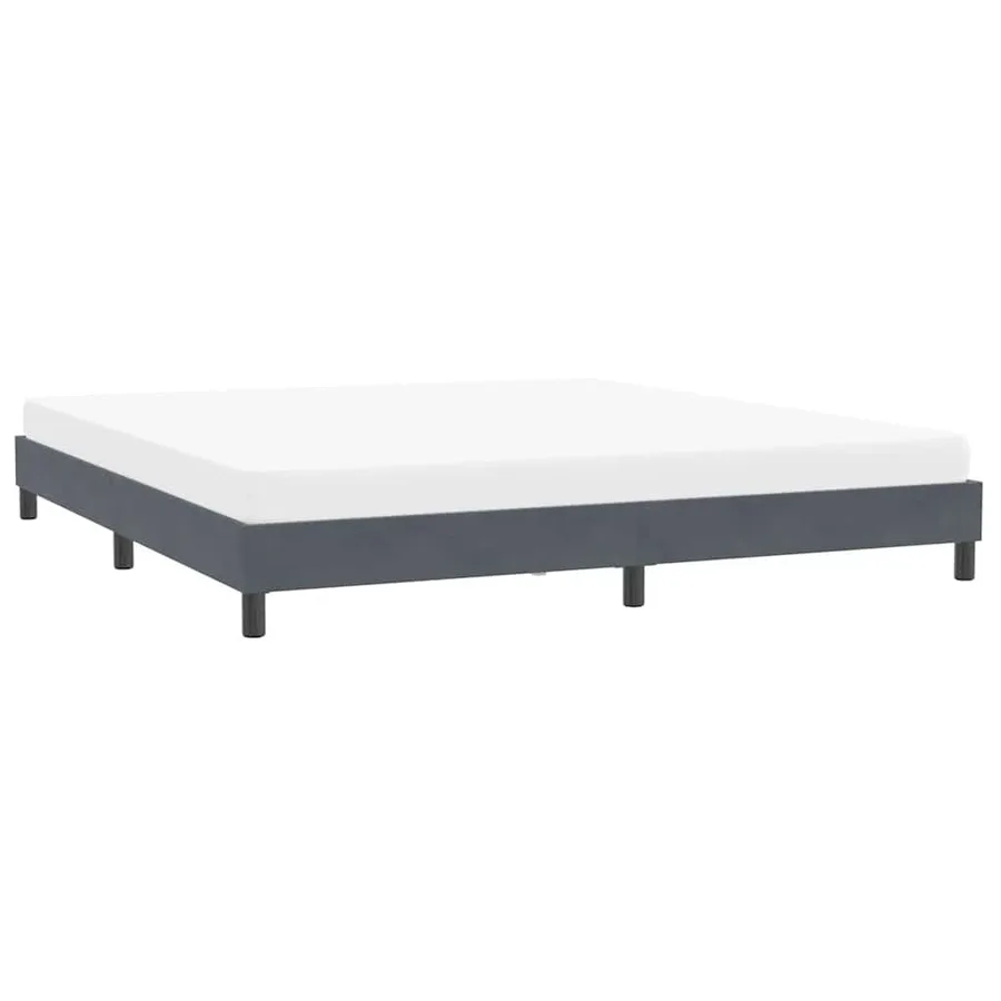 Cadre de lit sans matelas gris foncé 200x220 cm velours - 4