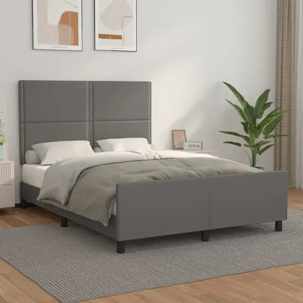 Cadre de lit sans matelas gris 140x190 cm similicuir