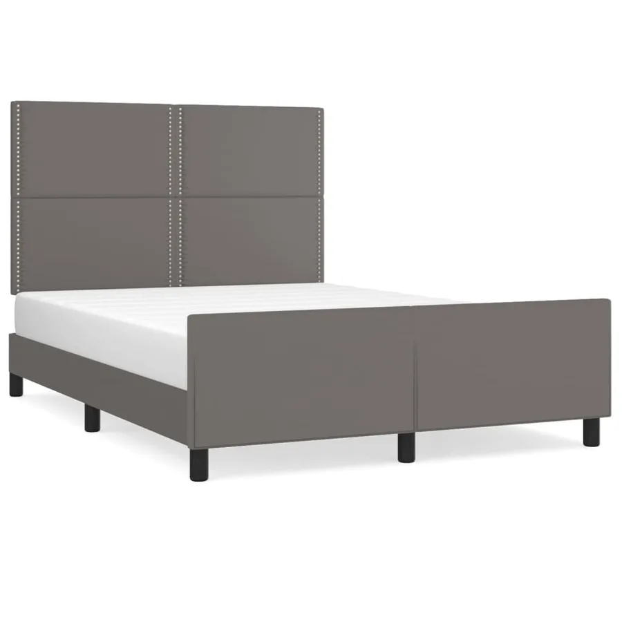 Cadre de lit sans matelas gris 140x190 cm similicuir - 2