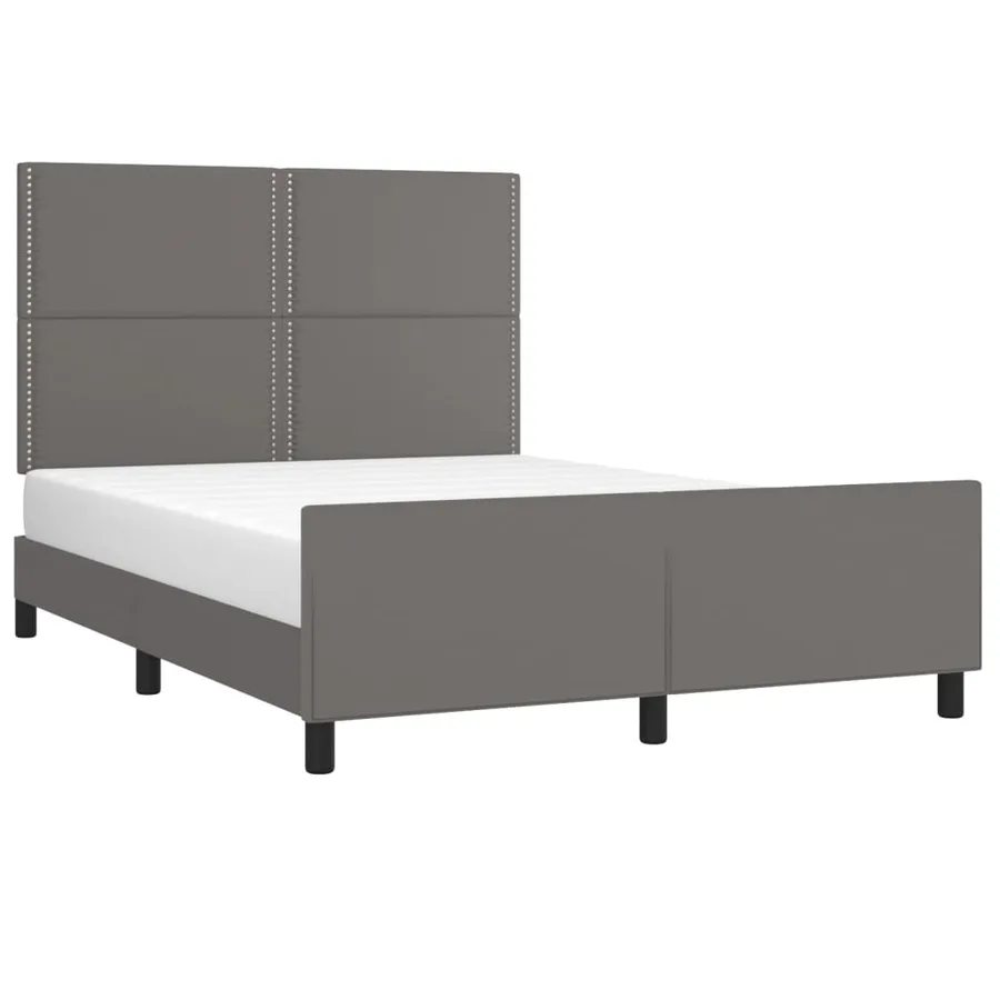 Cadre de lit sans matelas gris 140x190 cm similicuir - 3