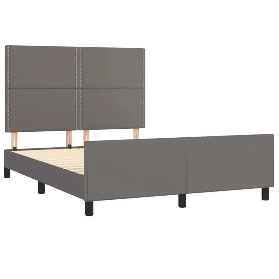 Cadre de lit sans matelas gris 140x190 cm similicuir - 4