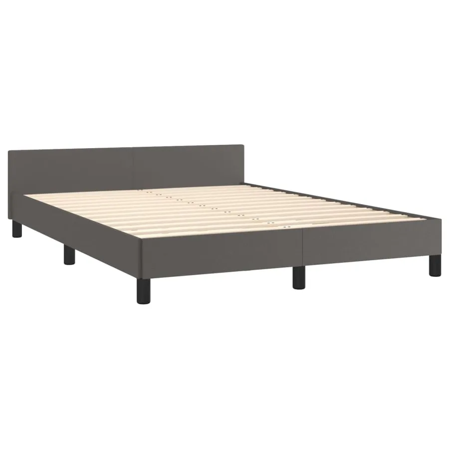 Cadre de lit sans matelas gris 140x190 cm similicuir - 5