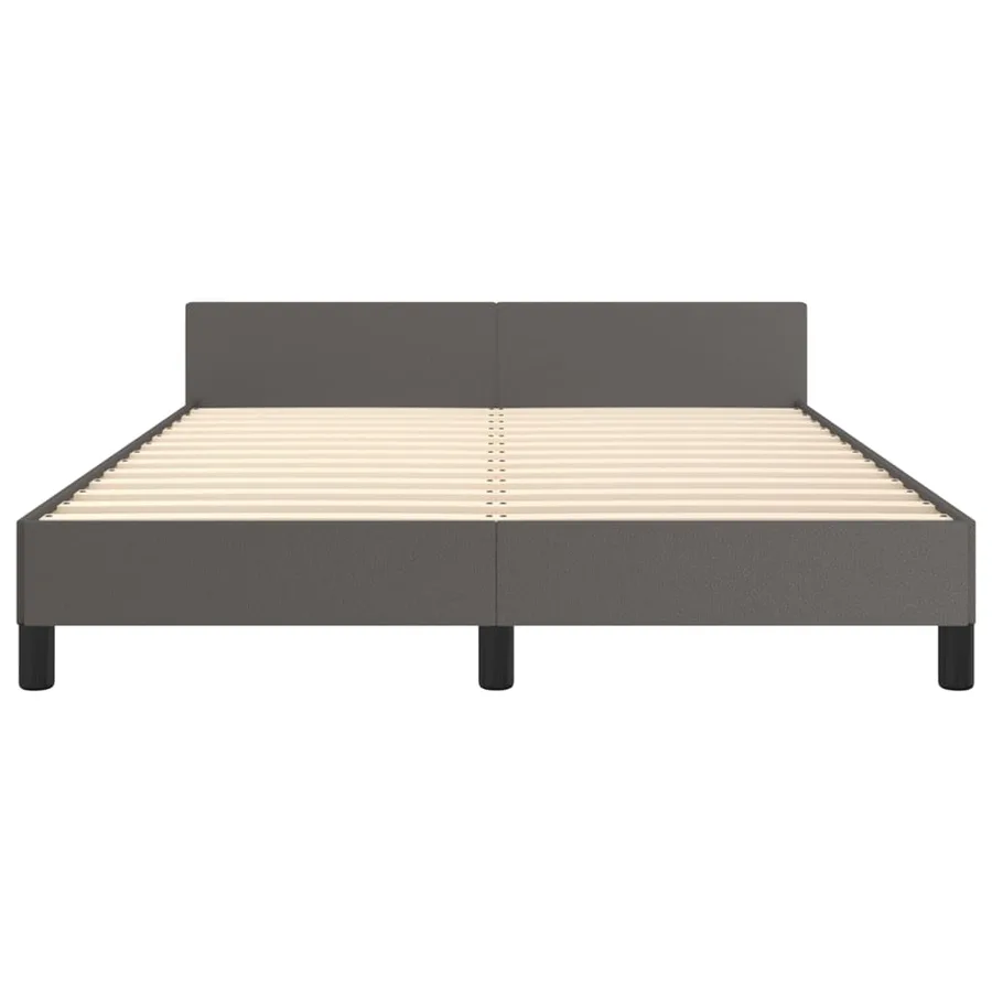 Cadre de lit sans matelas gris 140x190 cm similicuir - 6