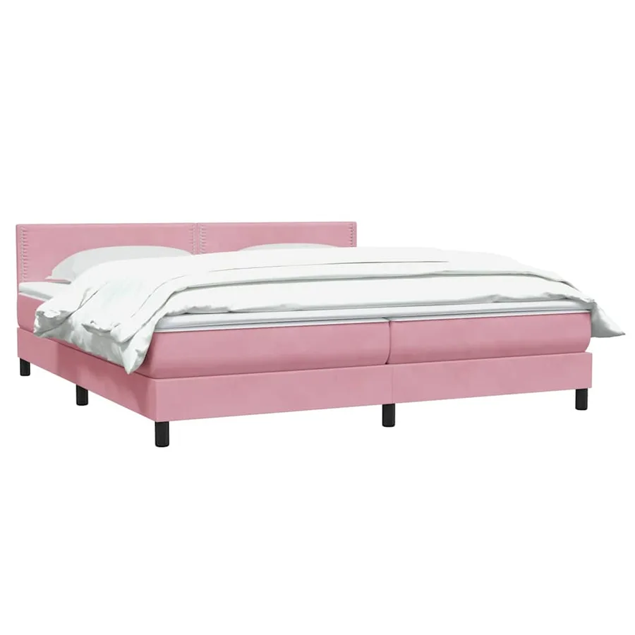 Sommier à lattes de lit avec matelas rose 180x220 cm velours - 3
