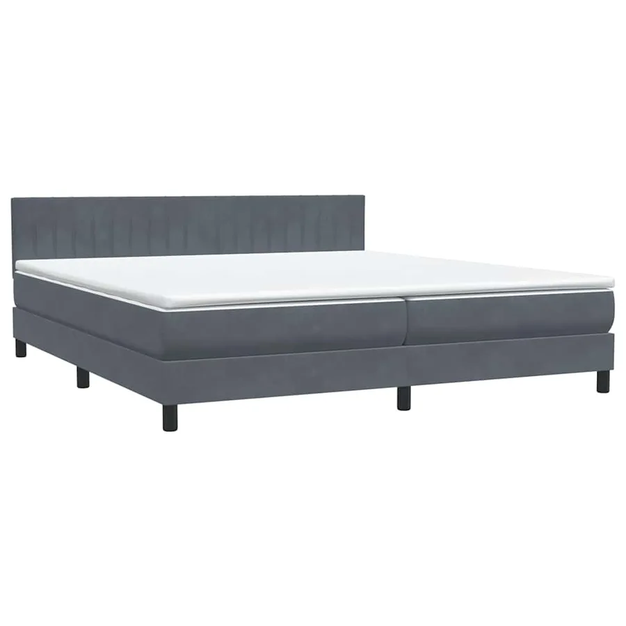 Sommier à lattes de lit et matelas gris foncé 180x220cm velours - 2
