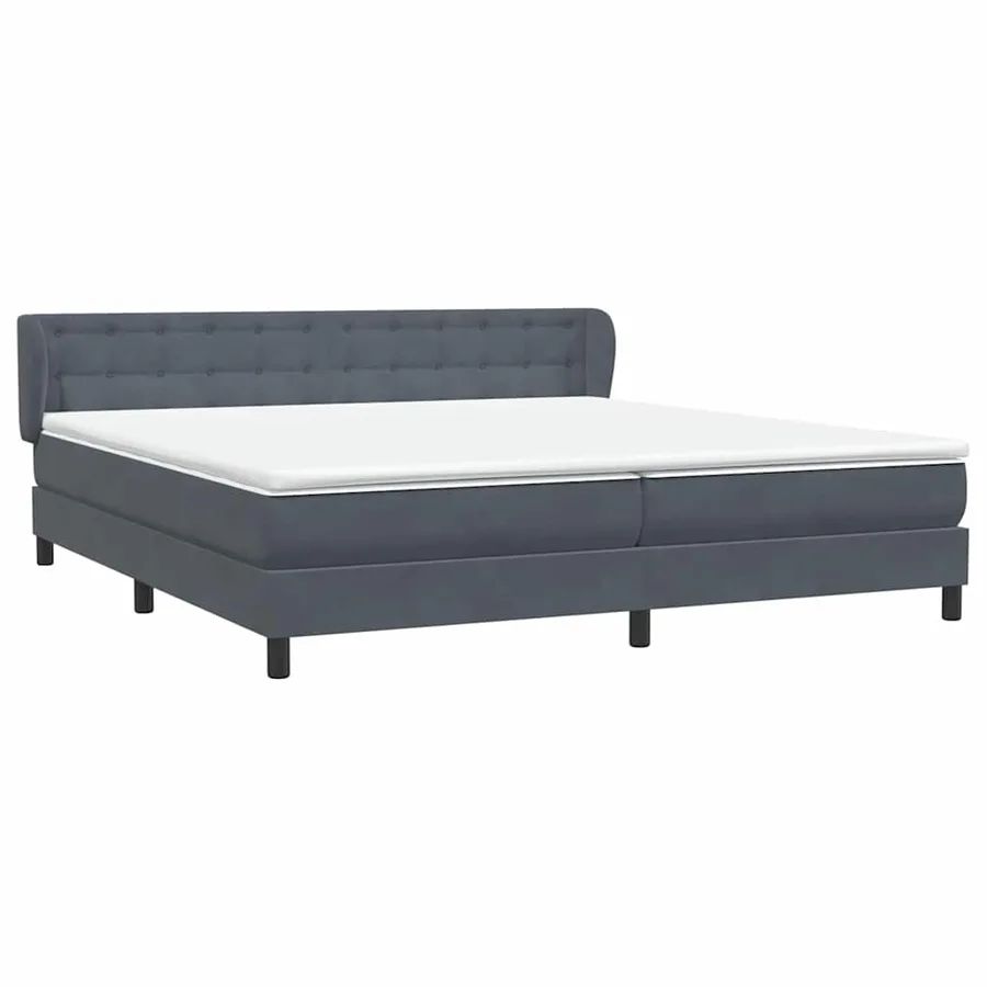 Sommier à lattes de lit et matelas gris foncé 180x220cm velours - 4