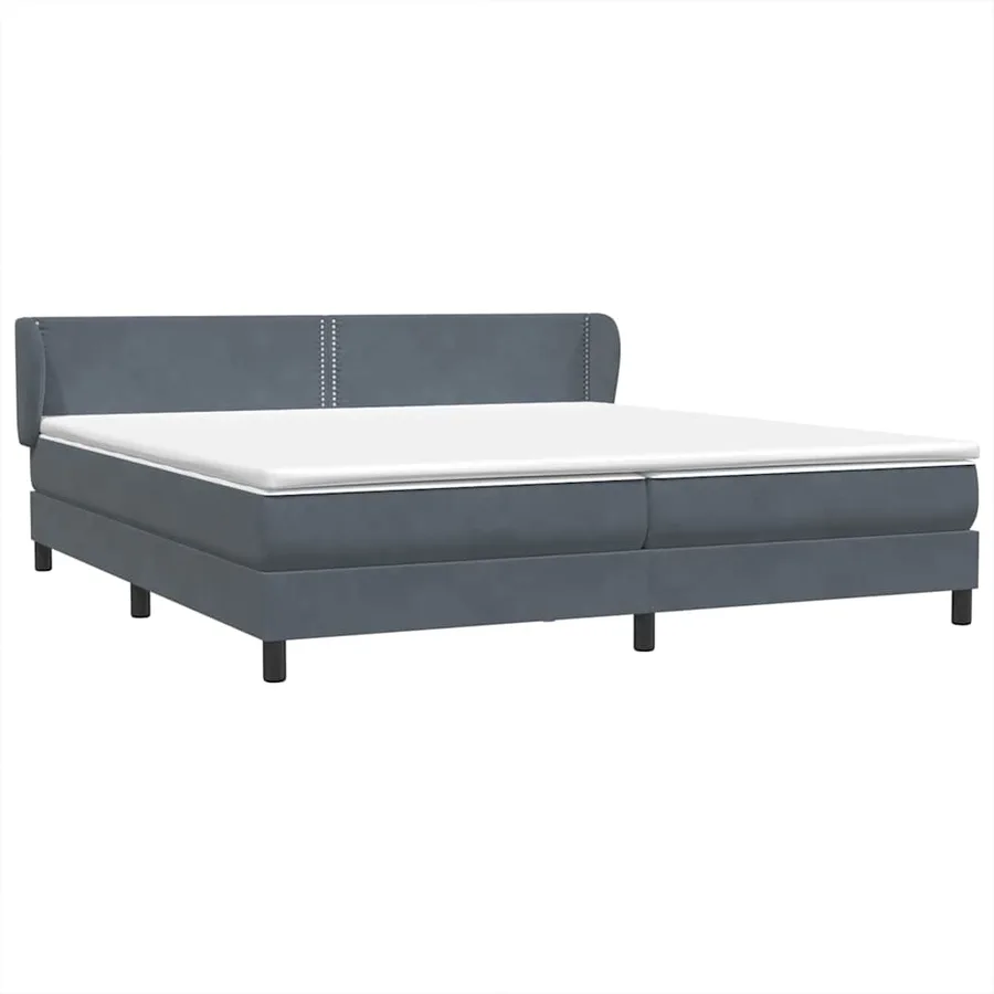 Sommier à lattes de lit et matelas gris foncé 200x220cm velours - 4