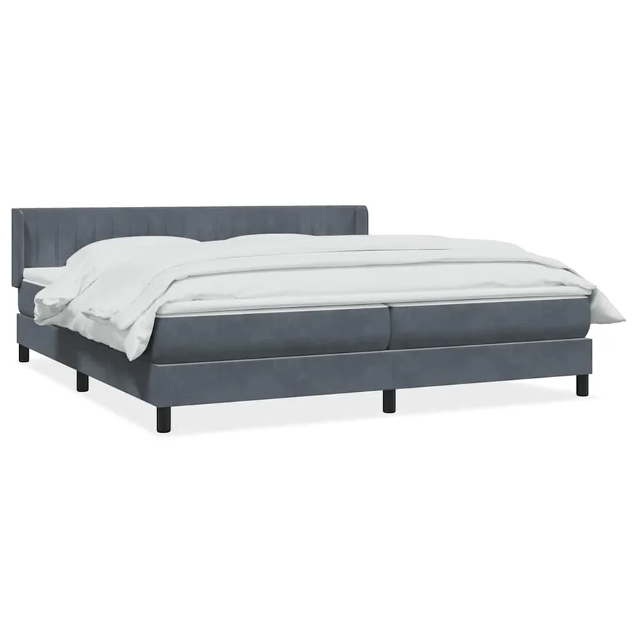Sommier à lattes de lit et matelas gris foncé 200x220cm velours - 2