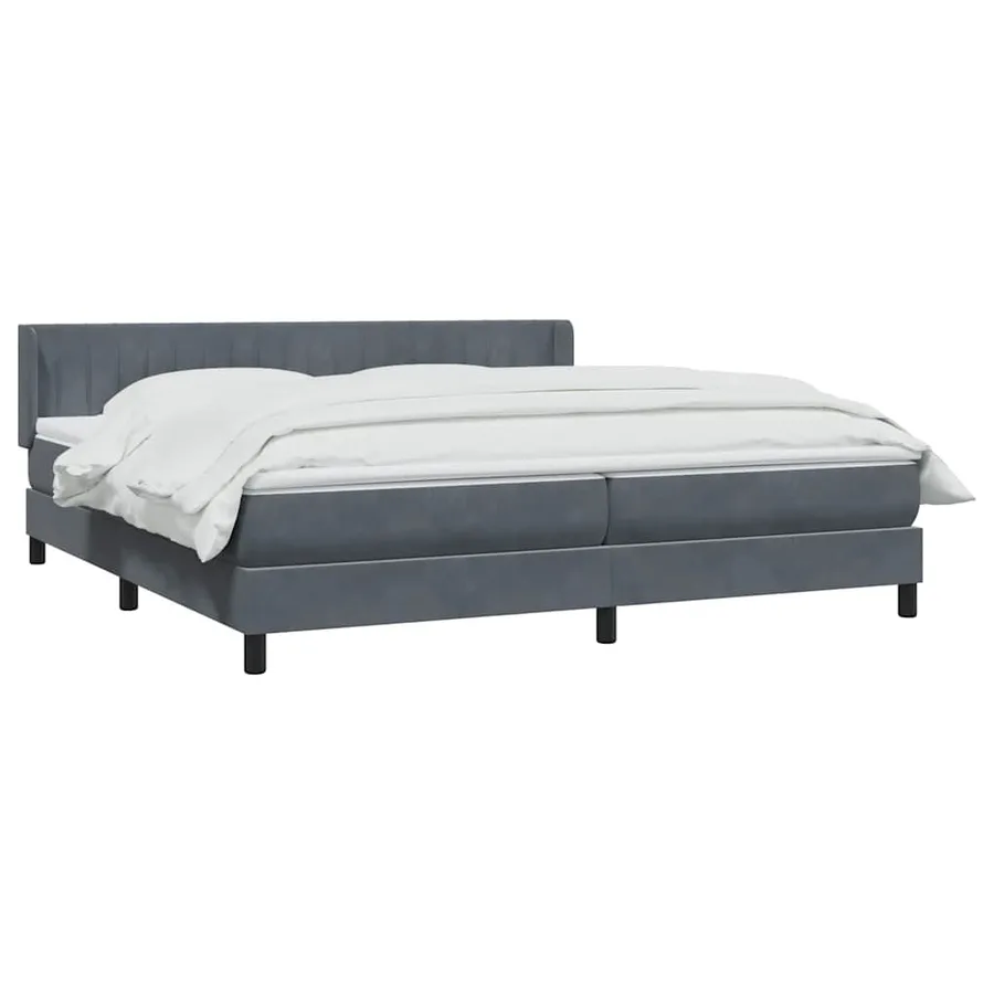 Sommier à lattes de lit et matelas gris foncé 200x220cm velours - 3