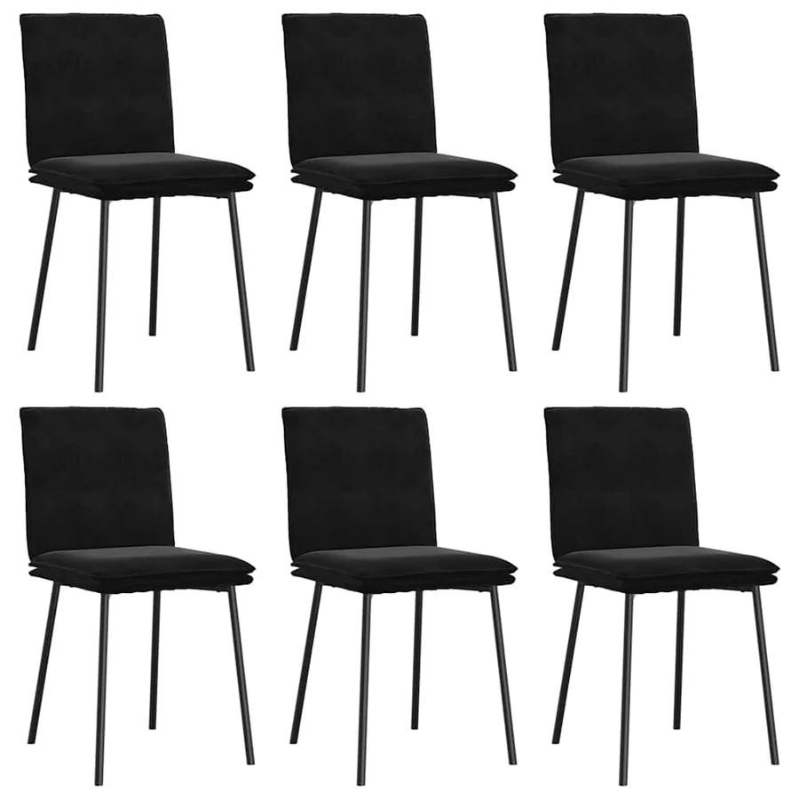 Chaises à manger lot de 6 noir velours - 2