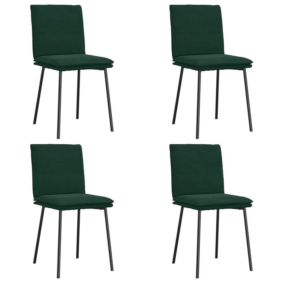 Chaises à manger lot de 4 Vert foncé Velours - 2