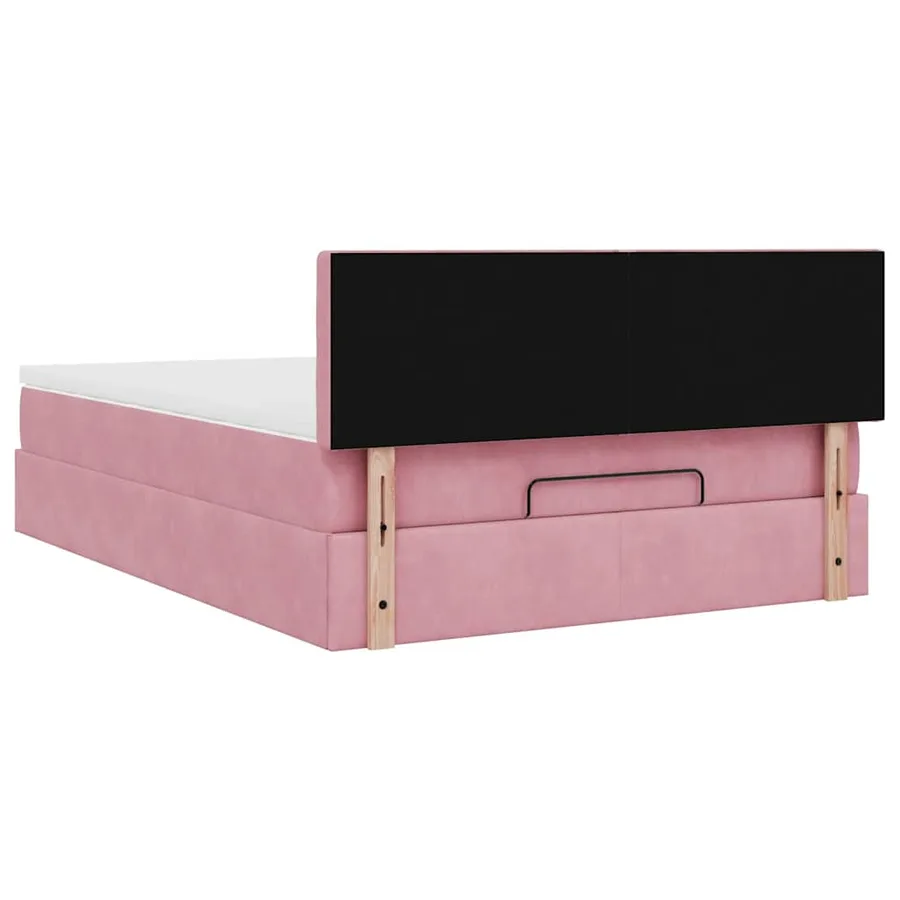 Cadre de lit ottoman avec matelas rose 140x200 cm velours - 12