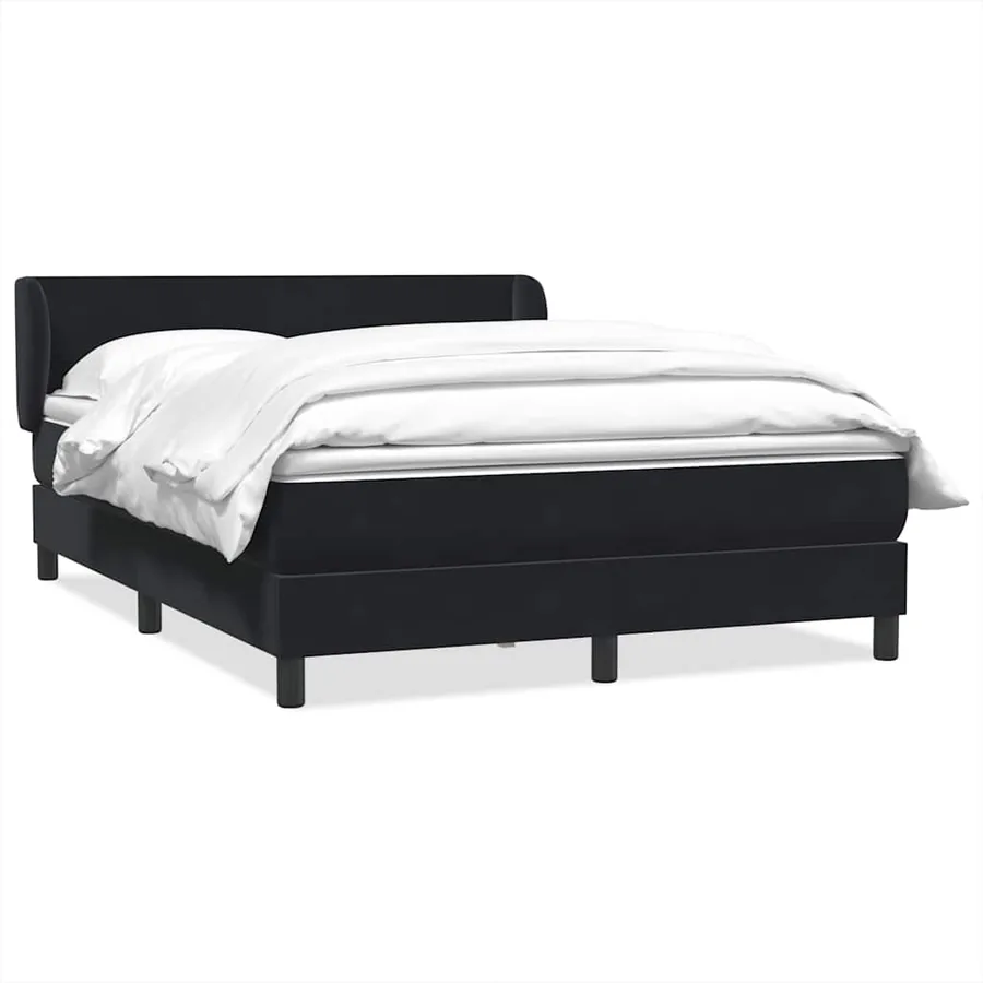 Sommier à lattes de lit avec matelas noir 160x220 cm velours