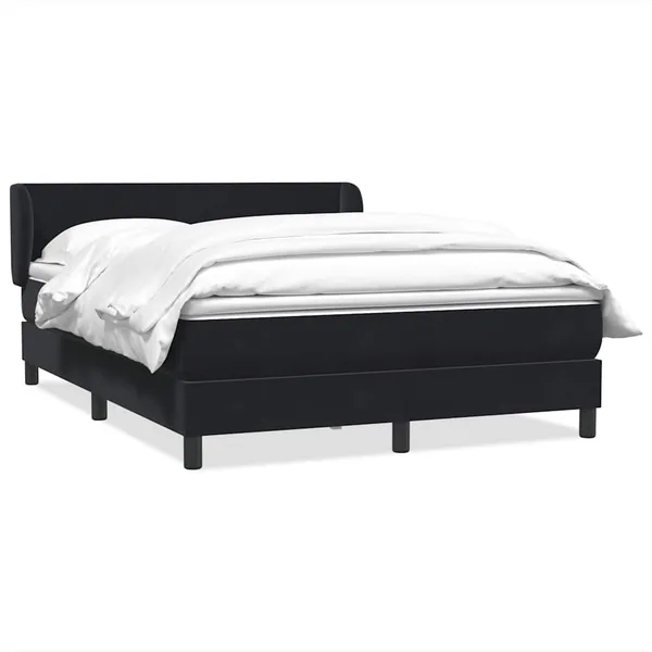 Sommier à lattes de lit avec matelas noir 160x220 cm velours