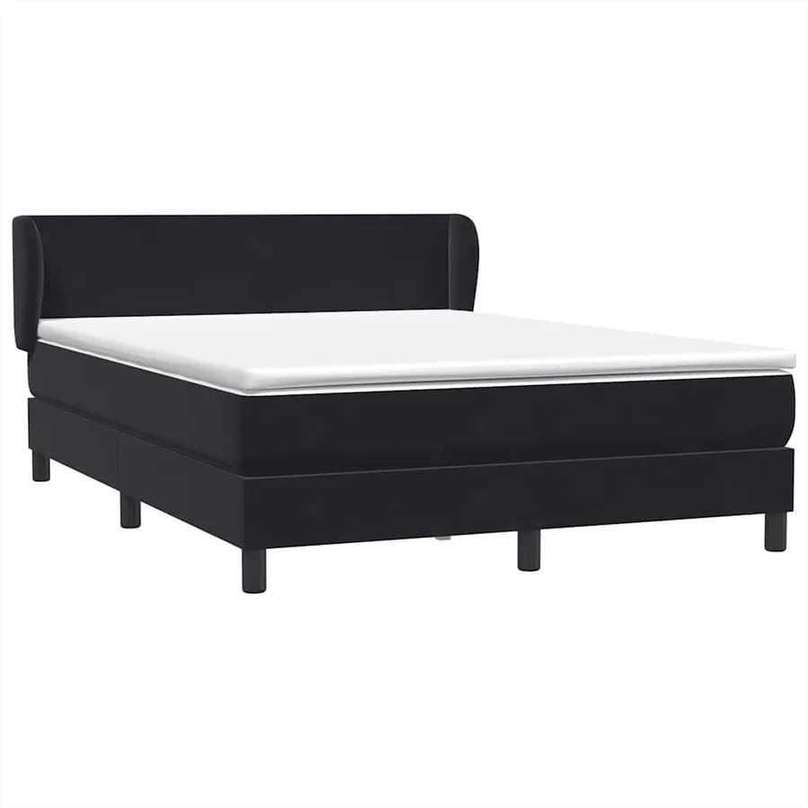 Sommier à lattes de lit avec matelas noir 160x220 cm velours - 2