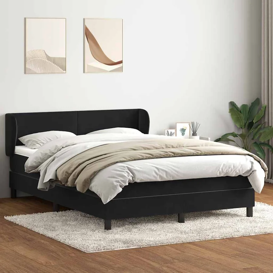 Sommier à lattes de lit avec matelas noir 160x220 cm velours - 3