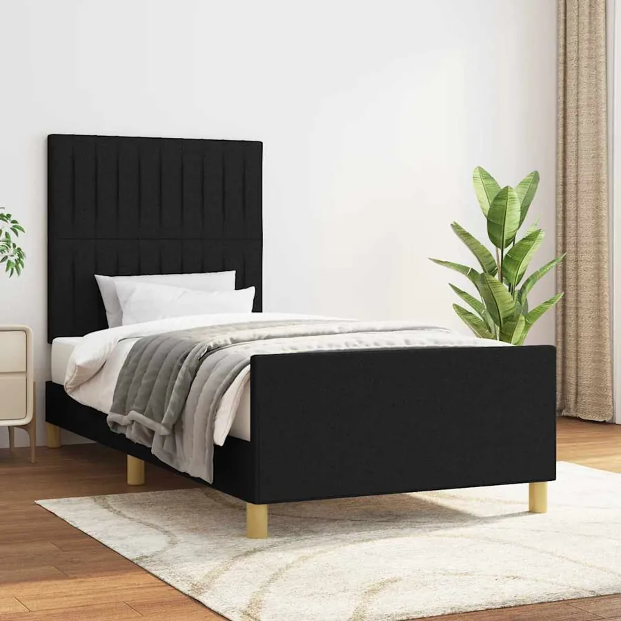 Cadre de lit sans matelas noir 80x200 cm tissu