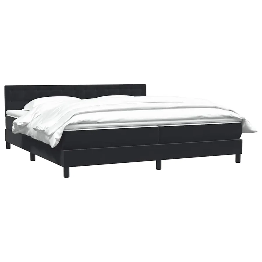 Sommier à lattes de lit avec matelas noir 200x220 cm velours - 3