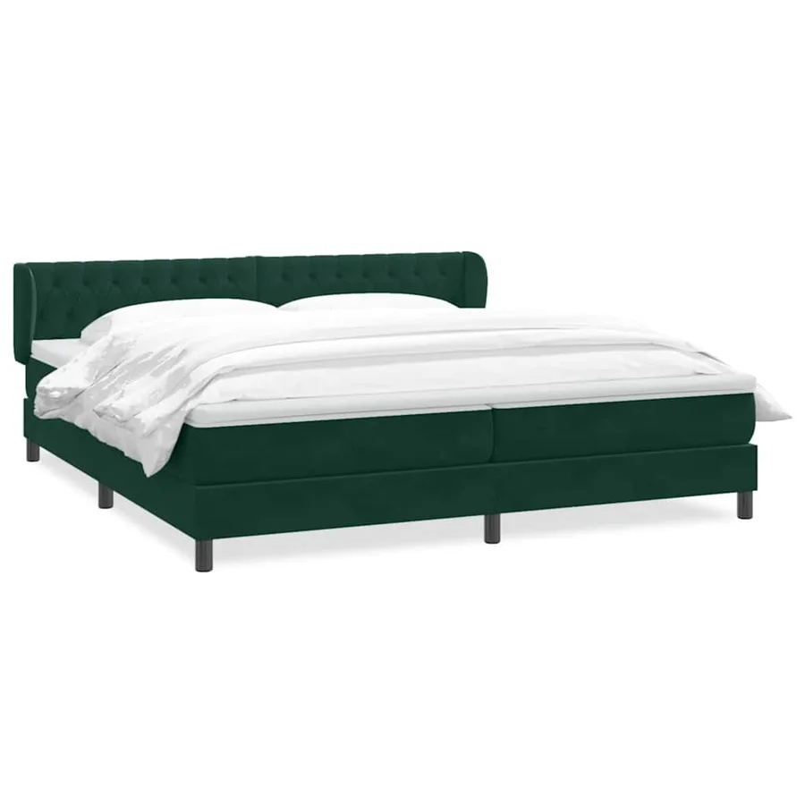 Sommier à lattes de lit et matelas vert foncé 180x220cm velours - 2