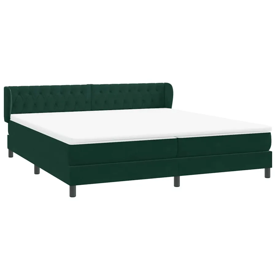 Sommier à lattes de lit et matelas vert foncé 180x220cm velours - 4