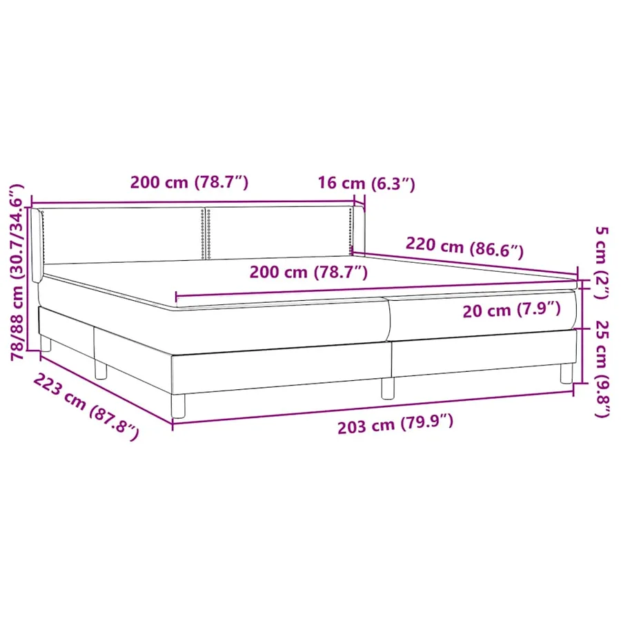 Sommier à lattes de lit avec matelas rose 200x220 cm velours - 12