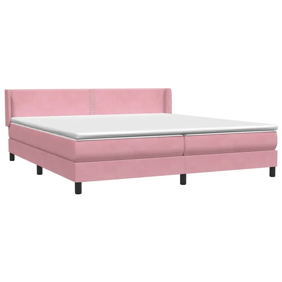 Sommier à lattes de lit avec matelas rose 200x220 cm velours - 4
