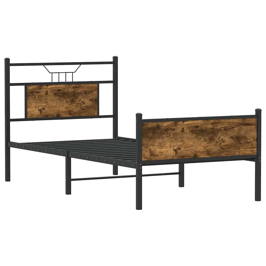 Cadre de lit sans matelas chêne fumé 75x190cm bois d'ingénierie - 3