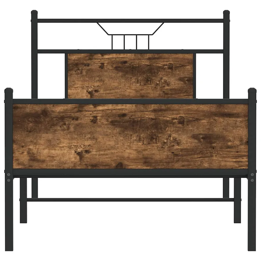 Cadre de lit sans matelas chêne fumé 75x190cm bois d'ingénierie - 6