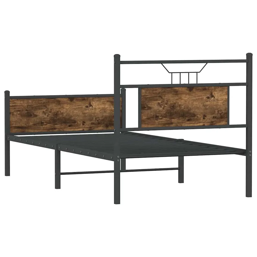 Cadre de lit sans matelas chêne fumé 75x190cm bois d'ingénierie - 8