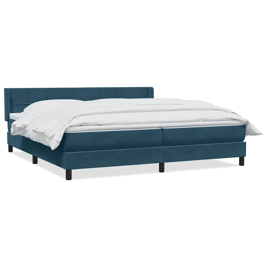 Sommier à lattes de lit et matelas bleu foncé 180x220cm velours - 2